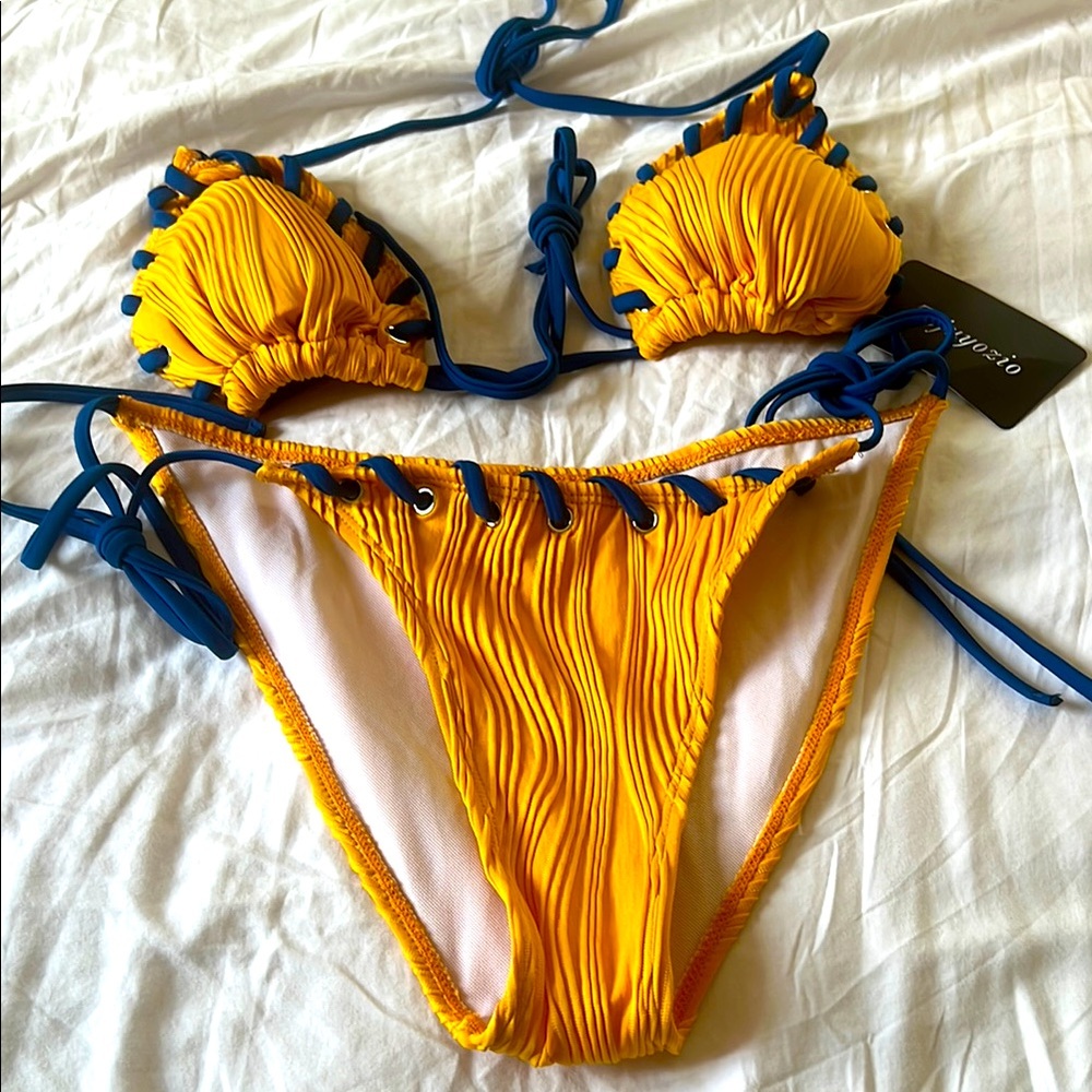 Yellow and Blue Bikini Set
